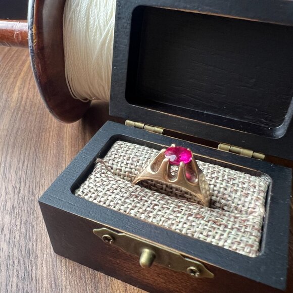 10k gold ruby ring made by ostby barton jewelry company. Size 10.5 - Picture 5 of 10